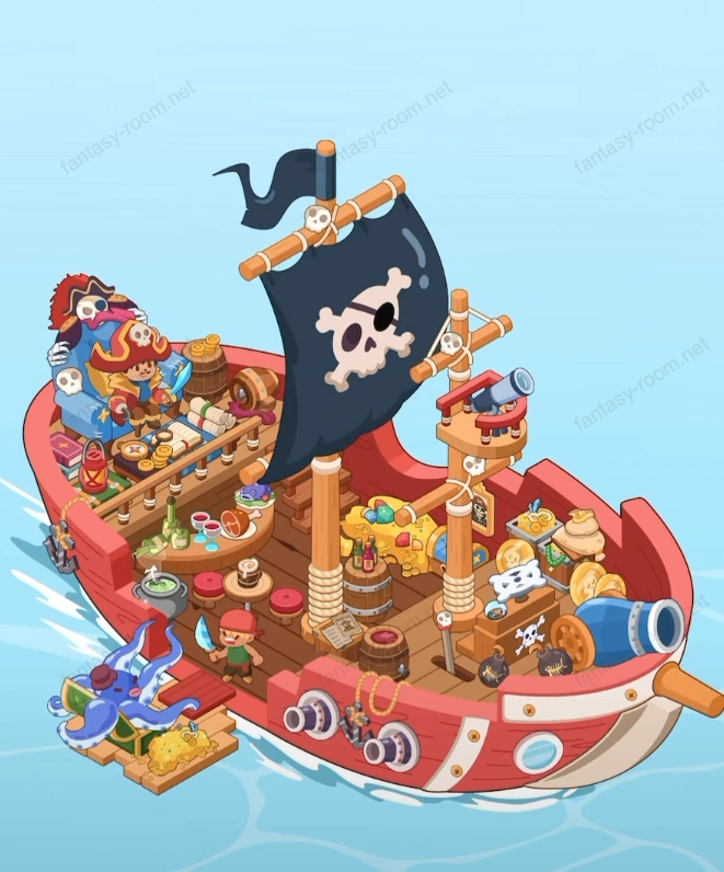 Fantasy Room स्तर समुद्री डाकू खजाना जहाज