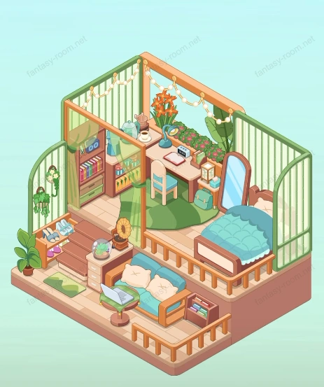Fantasy Room Level 168 - Green Morning Bedroom