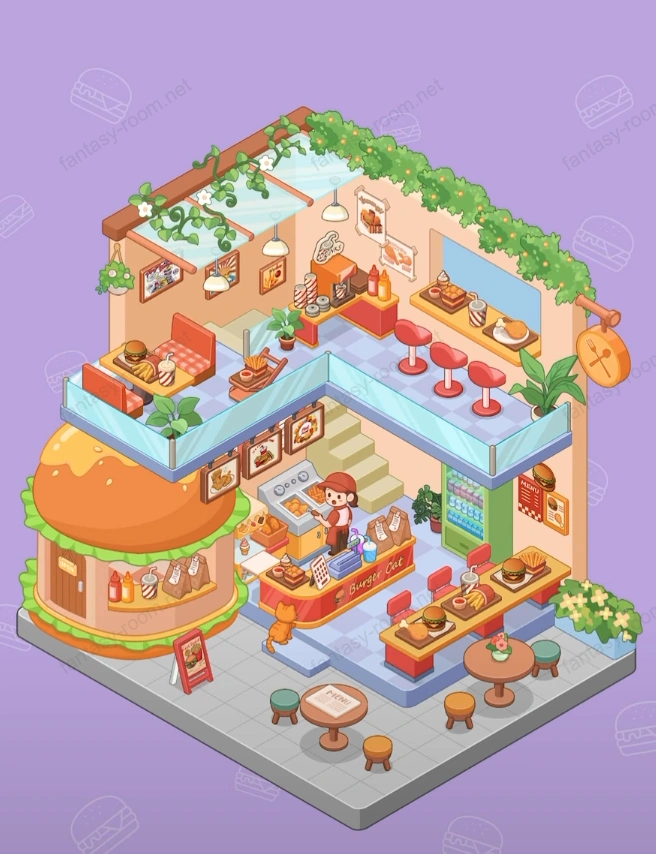 Fantasy Room स्तर बर्गर कैफे स्तर