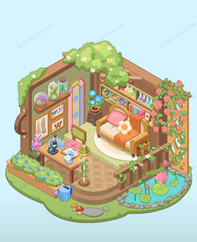 Fantasy Room Level Wald-Pflanzen-Forschungslabor