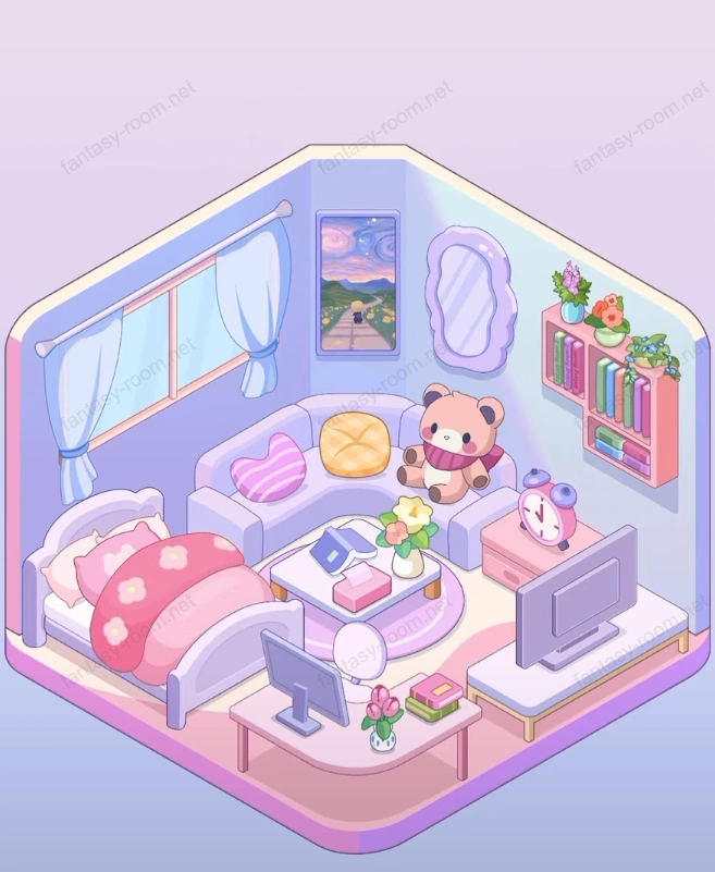 Fantasy Room Level Lila Schlafzimmer und Wohnzimmer