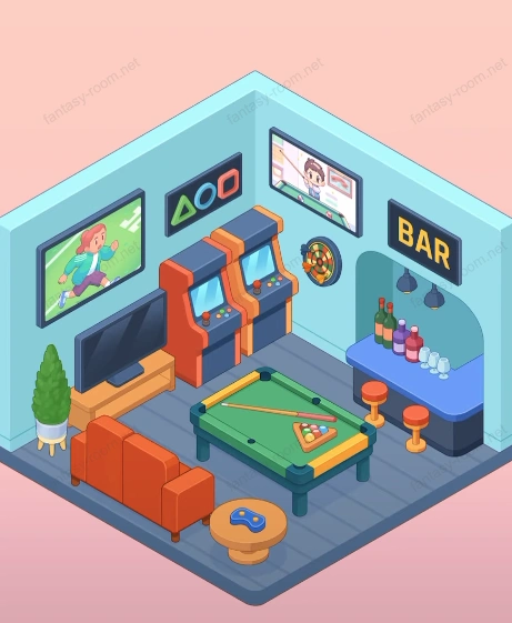 Fantasy Room Level 53 - Bar with Pool Table and Arcade