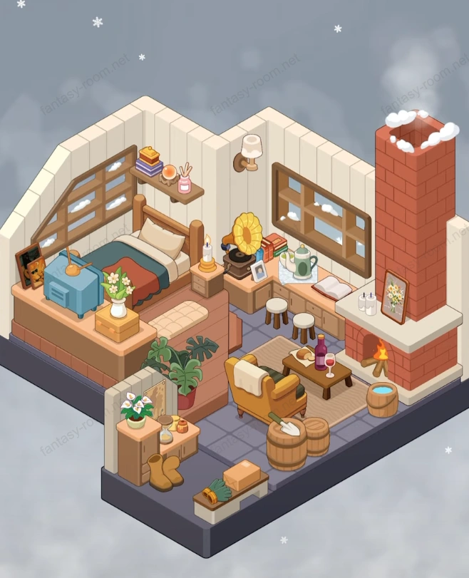 Fantasy Room स्तर बर्फ में कुटिया